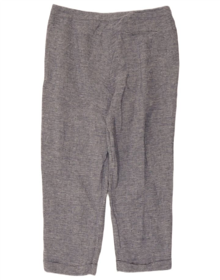 Женские прямые укороченные брюки JAEGER UK 16, большие W36 L25, синий лен