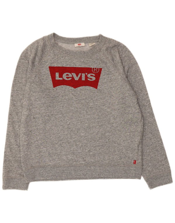 Женский джемпер-свитшот с рисунком Levi's UK 16, большой серый хлопок с крапинками