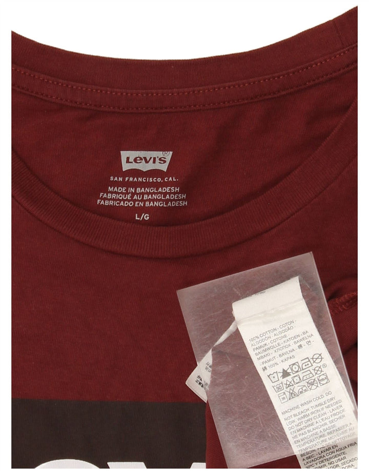 Мужская футболка с рисунком Levi's, большой цвет, бордовый хлопок