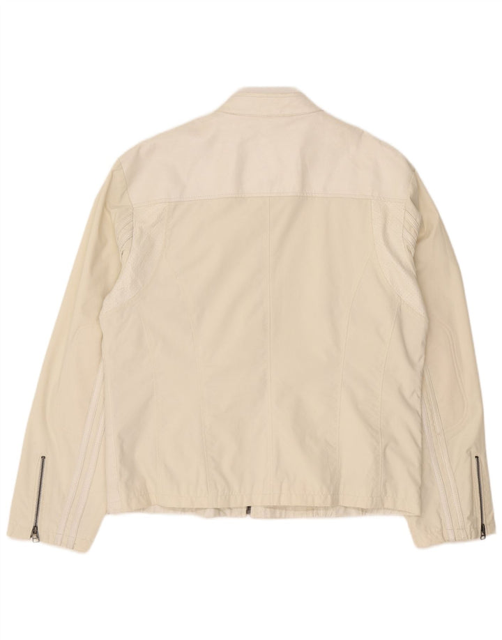 Винтажная женская кожаная куртка оверсайз IT 44 Medium White Leather