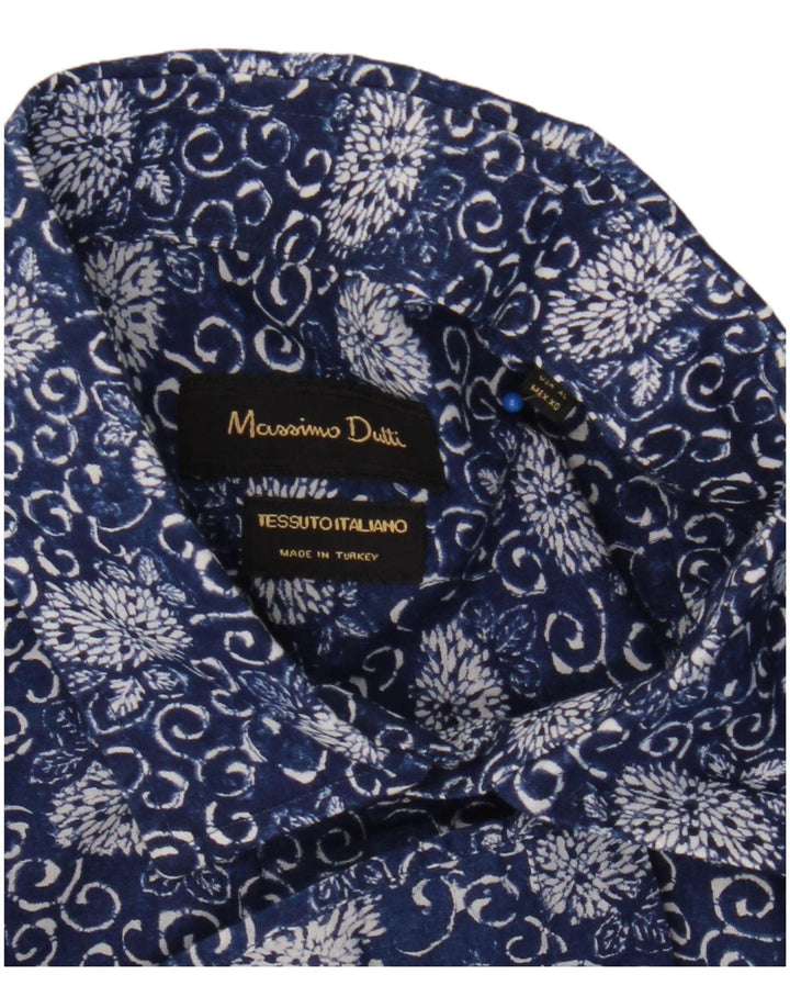 Мужская рубашка Massimo Dutti XL темно-синяя с цветочным принтом