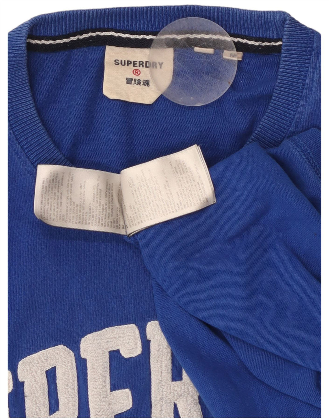 SUPERDRY Мужская футболка с рисунком, топ из хлопка среднего цвета синего цвета