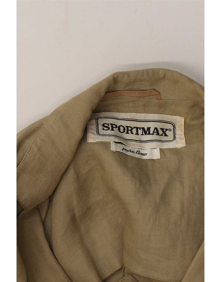 Женский двубортный пиджак Sportmax UK 12, средний зеленый льняной пиджак