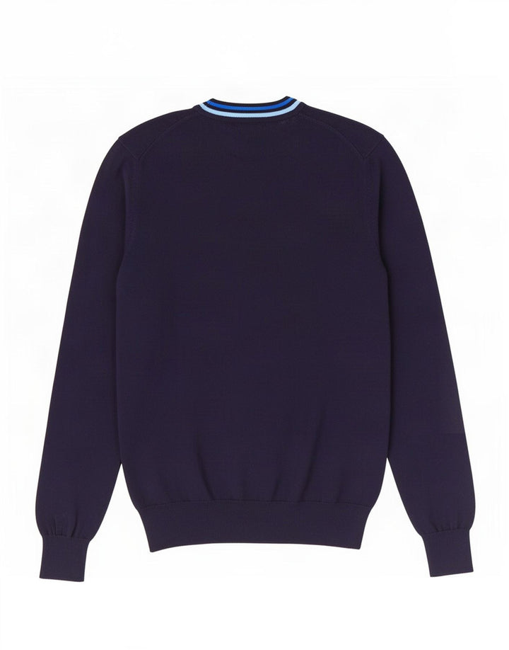 Мужской джемпер с v-образным вырезом Fred Perry, средний темно-синий хлопковый свитер