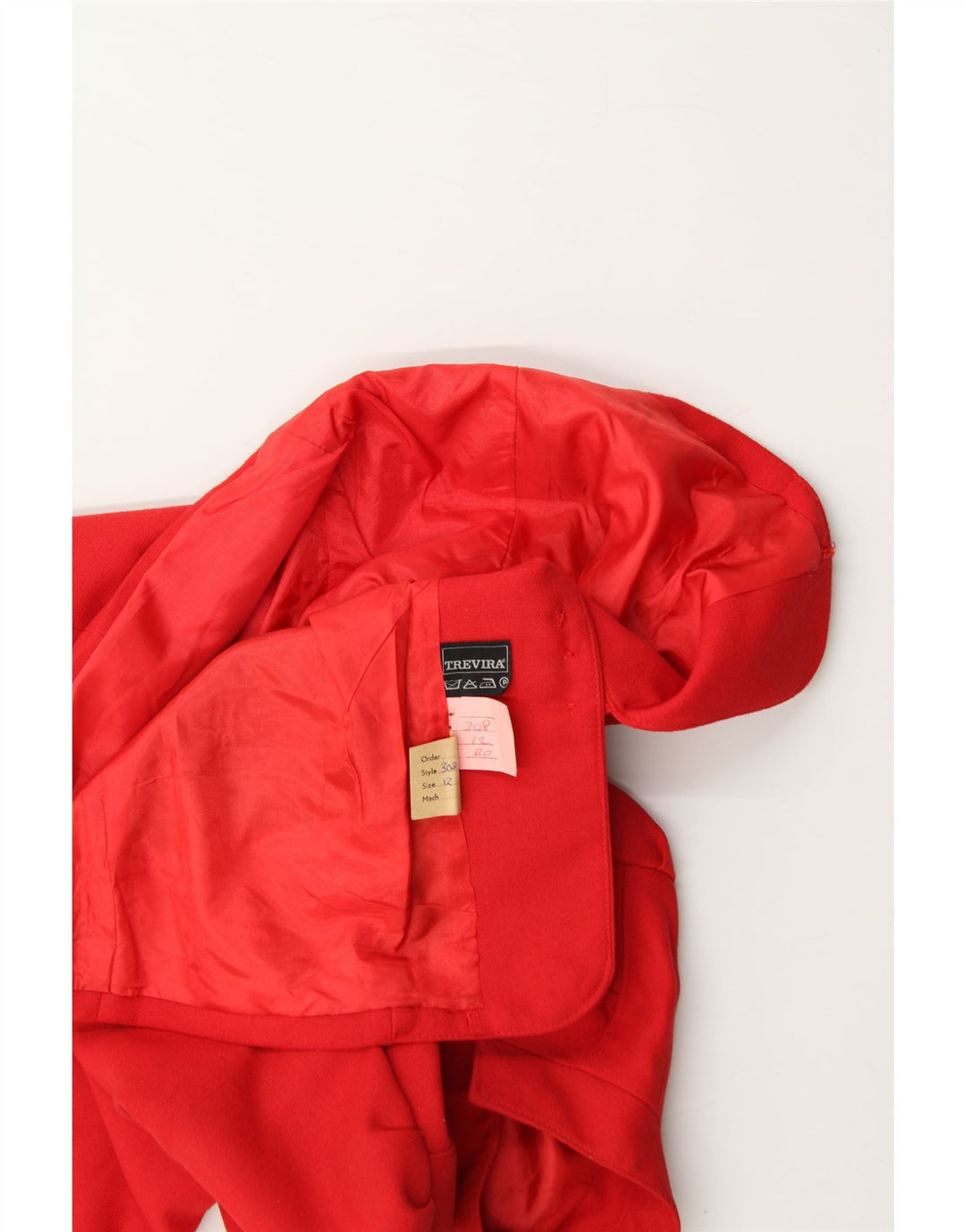 TREVIRA Womens 3 Button Blazer Jacket UK 12 Medium Red Polyester Vintage Trevira and Second-Hand Trevira from Messina Hembry 