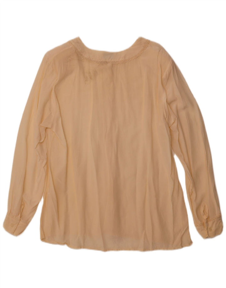 Женская прозрачная блузка-рубашка VINTAGE UK 14, средний бежевый шелковый цвет