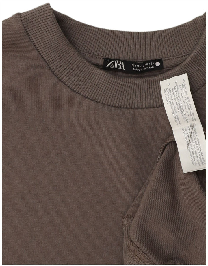 Женский джемпер оверсайз с короткими рукавами Zara UK 14, средний серый цвет