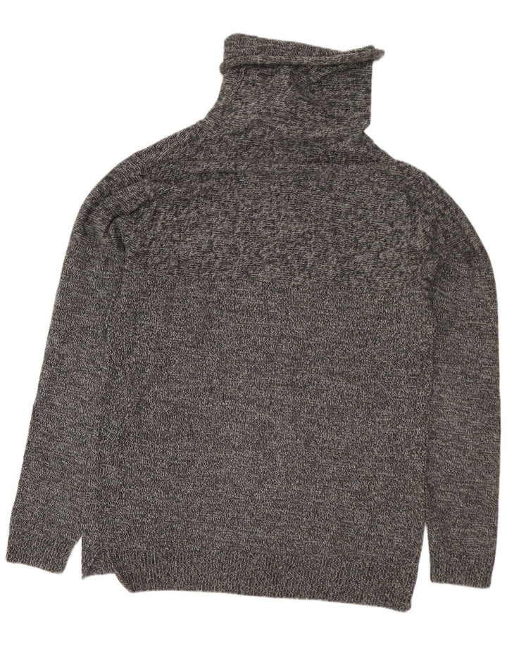 Мужской джемпер с высоким воротником Jack & Jones, хлопковый свитер среднего серого цвета с крапинками