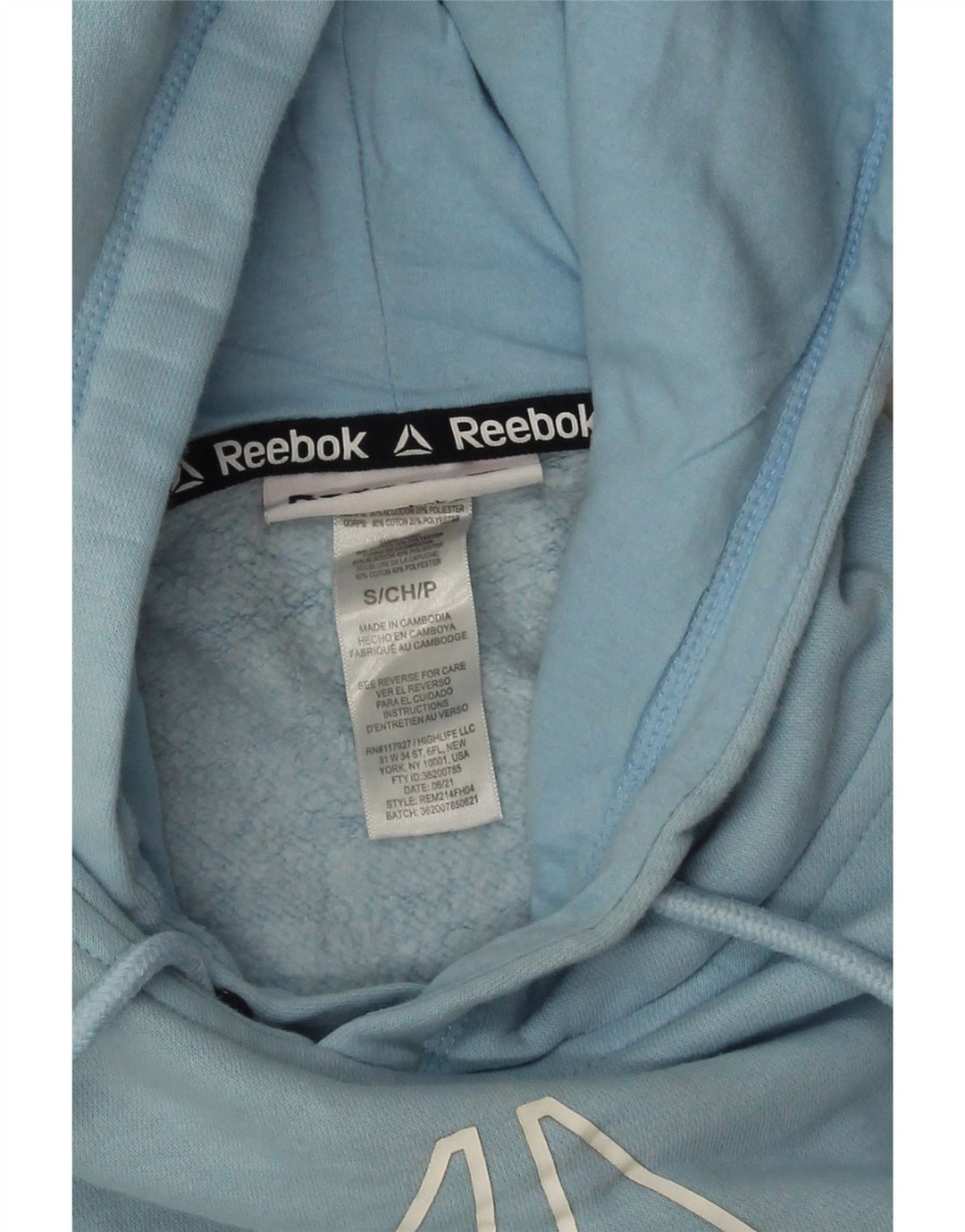 Мужской джемпер с капюшоном Reebok, маленький синий, хлопок