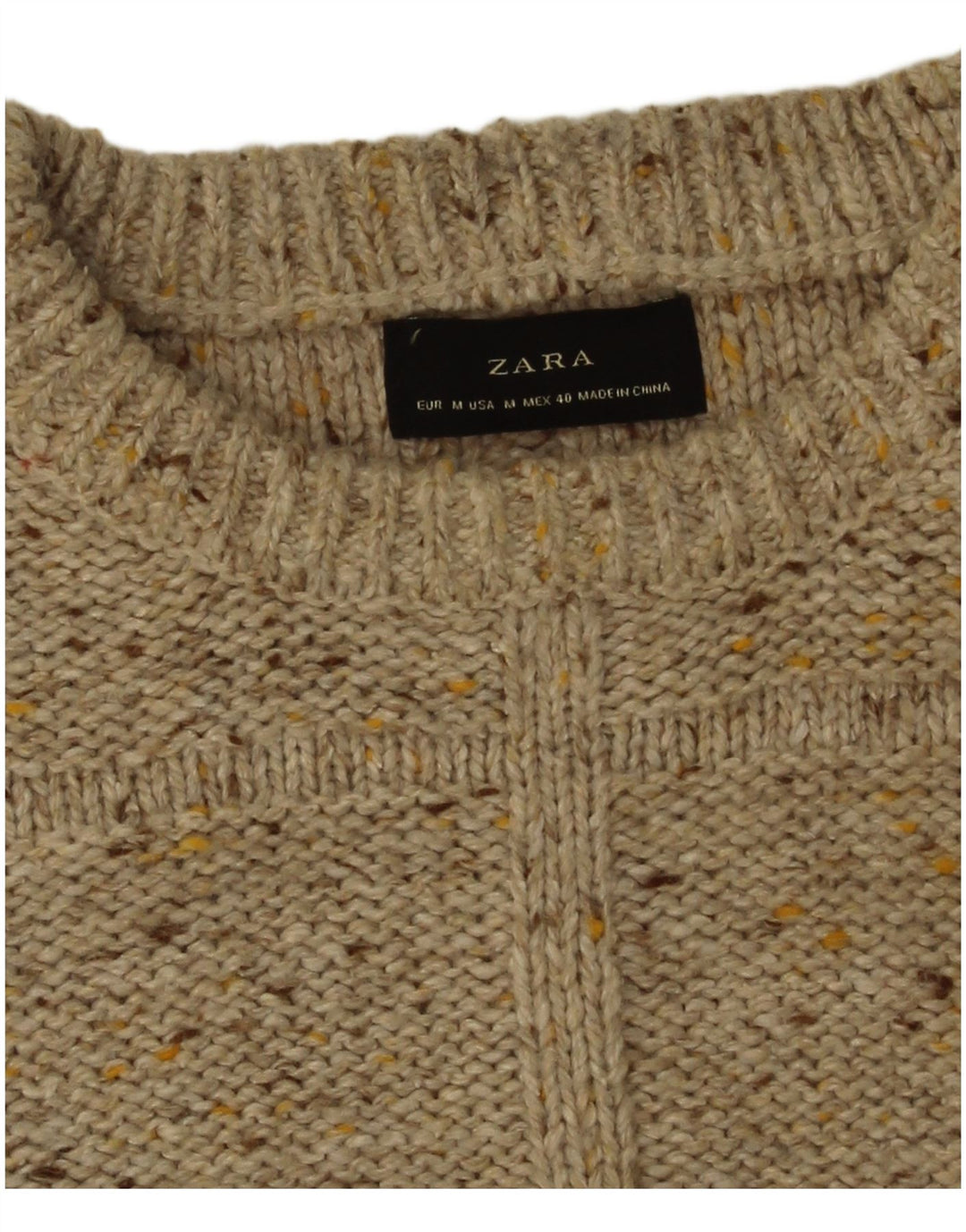 Мужской джемпер с вырезом лодочкой Zara, средний бежевый в крапинку