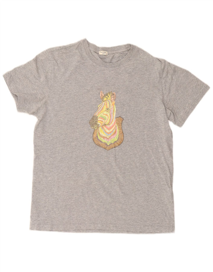 PAUL SMITH Мужская футболка с графическим рисунком, маленький серый хлопковый принт с животным принтом