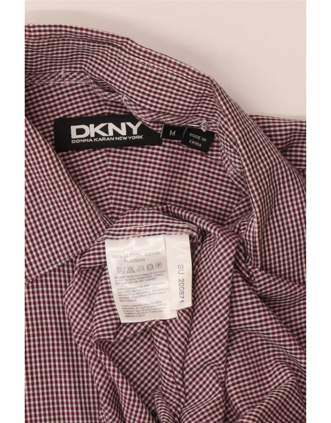 Мужская рубашка Dkny среднего бордового цвета в мелкую клетку, хлопок