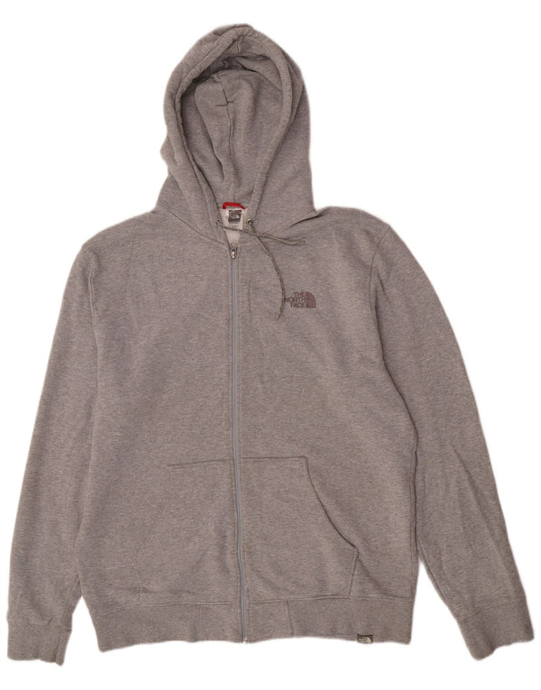 The North Face Mens Zip Hoodie Sweater XL Grey Flecked Cotton