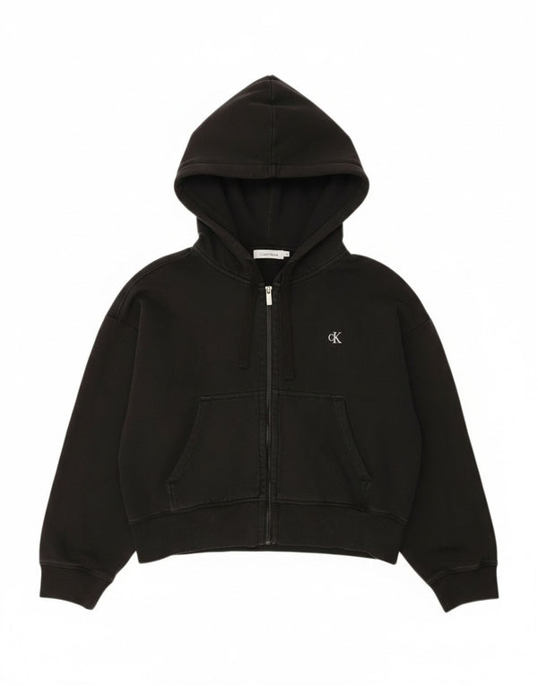 Женский укороченный свитер с капюшоном на молнии Calvin Klein Jeans UK 14, средний черный