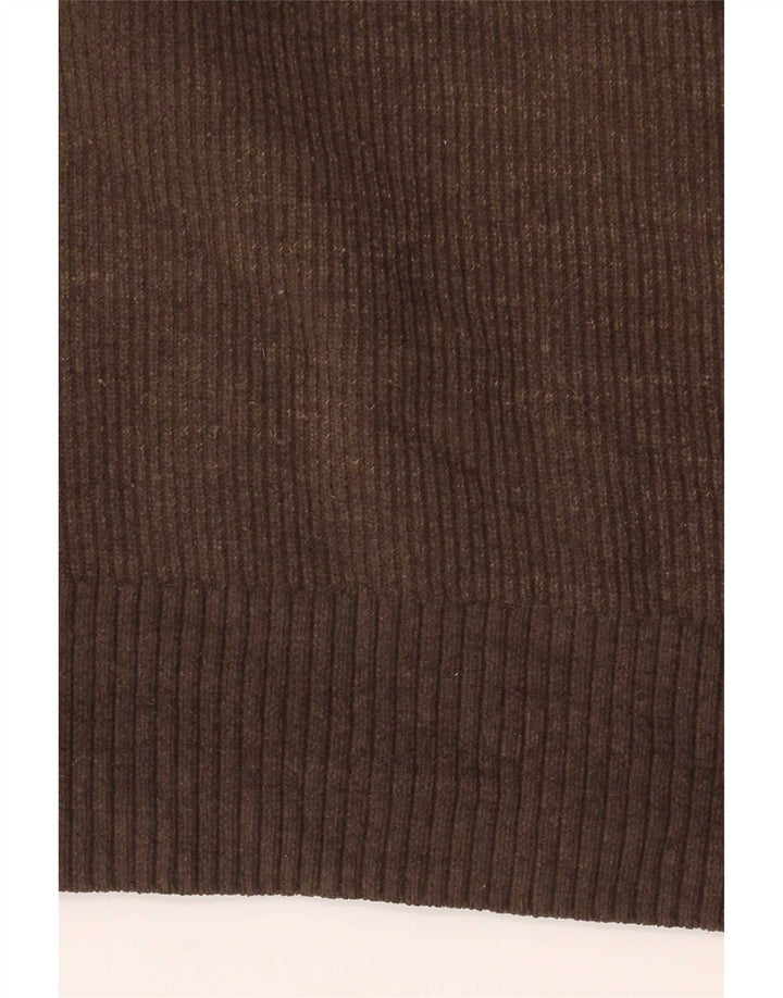 Zara Mens Polo Neck Jumper Sweater Large Brown Polyester