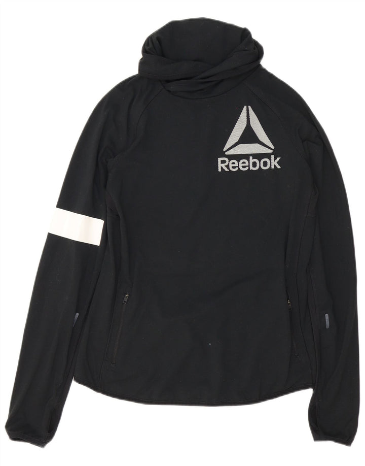 Женская спортивная куртка Reebok UK 12/14, средний черный, с цветными блоками