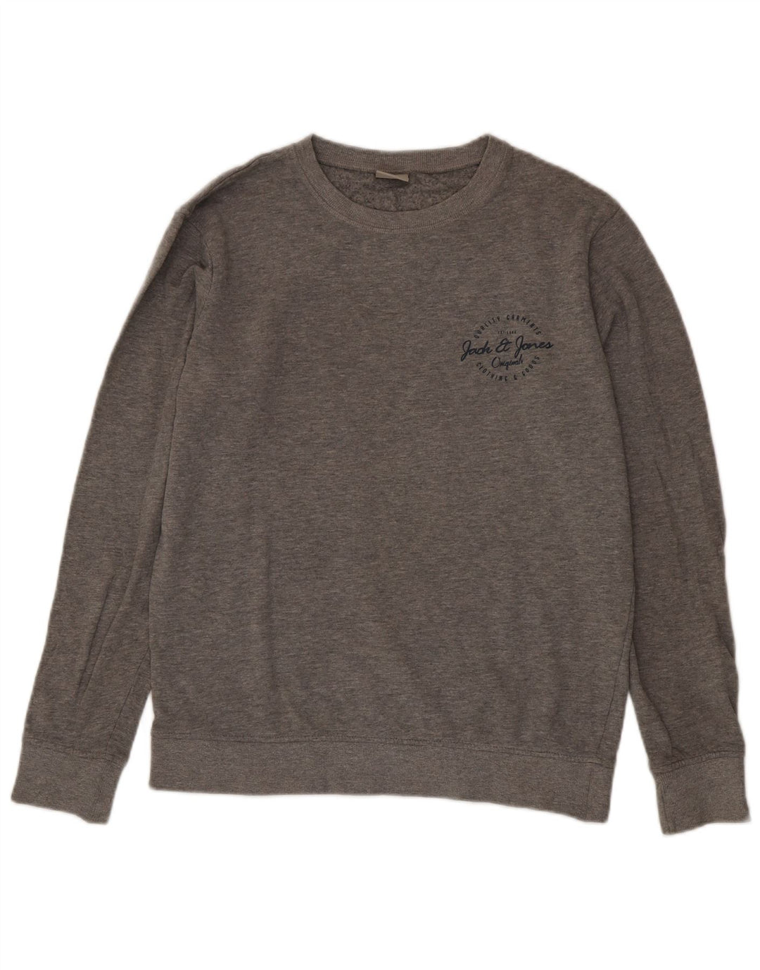 Мужской свитер Jack & Jones, хлопковый джемпер среднего серого цвета в крапинку