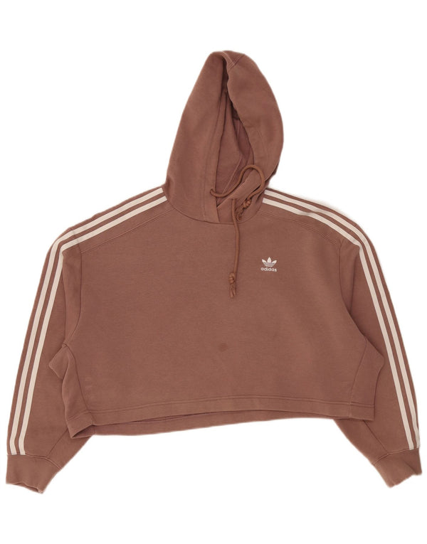 Женский укороченный джемпер с капюшоном Adidas Oversized UK 14, хлопковый средний коричневый цвет