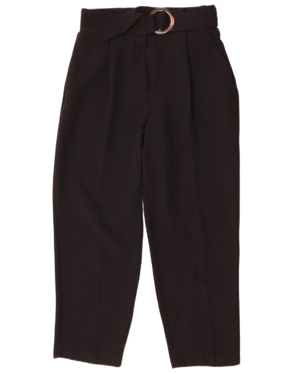 Topshop Womens High Waist Cropped Trousers UK 10 Small W30 L25 Black