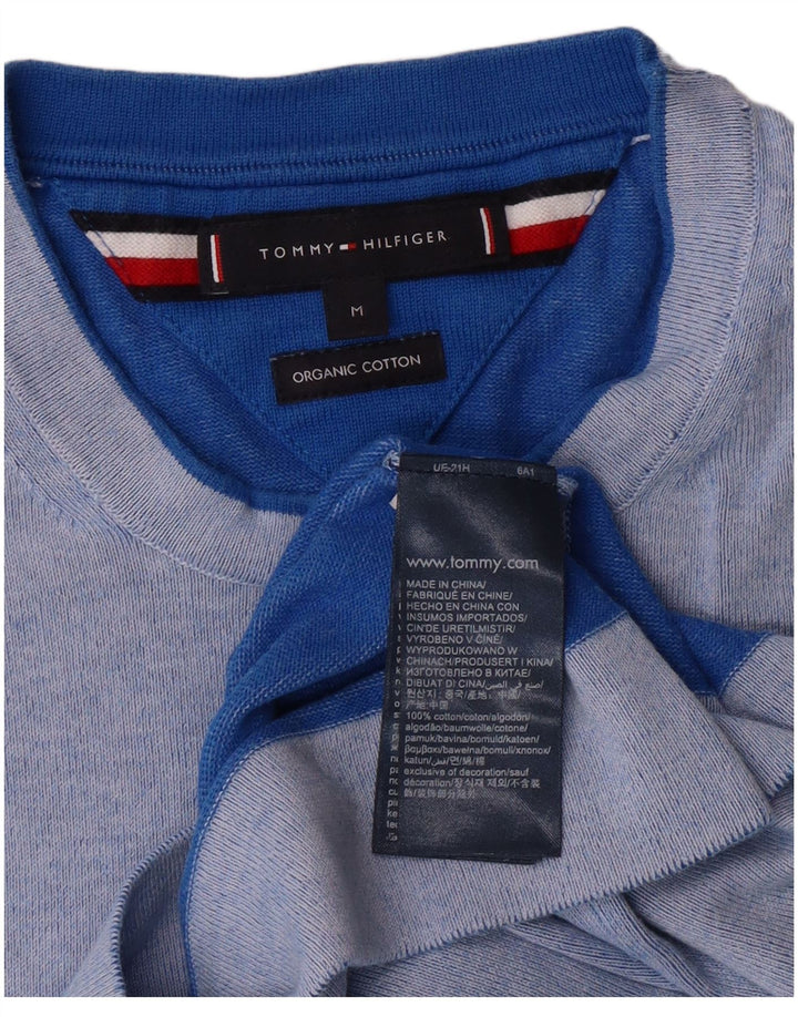 TOMMY HILFIGER Мужской джемпер с круглым вырезом, хлопковый свитер среднего синего цвета