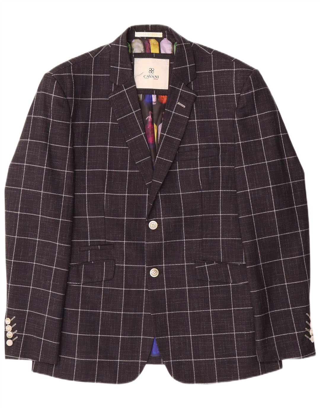 Мужской пиджак Cavani на 2 пуговицах, Великобритания 42 XL, темно-синий в клетку, полиэстер