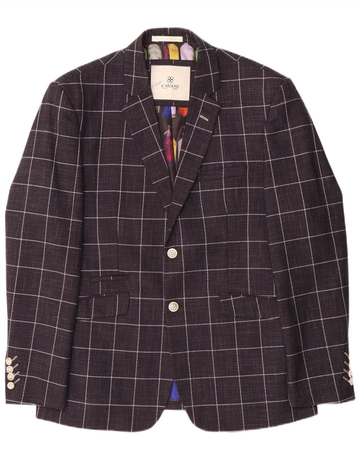 Мужской пиджак Cavani на 2 пуговицах, Великобритания 42 XL, темно-синий в клетку, полиэстер