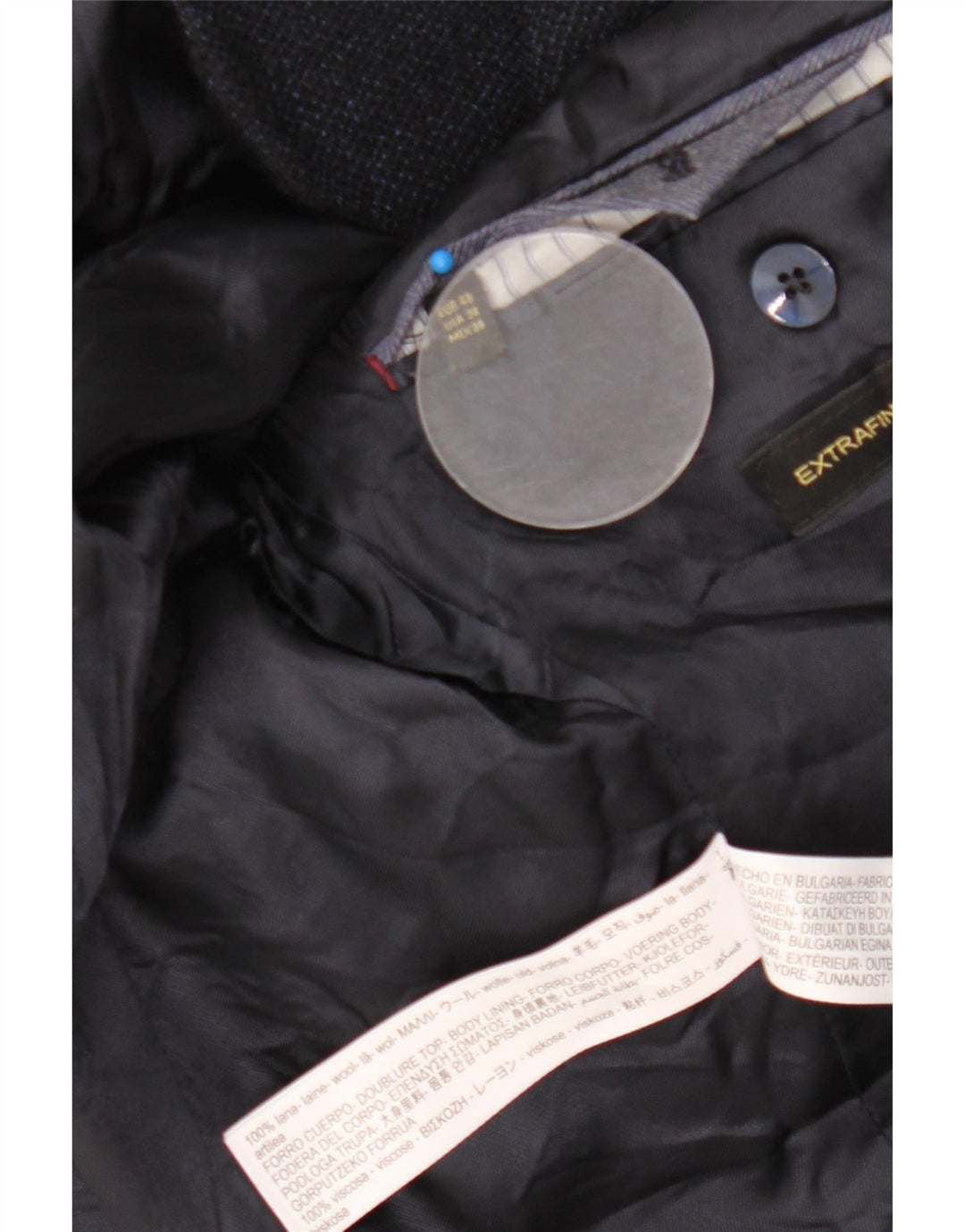 Мужской пиджак Massimo Dutti на 2 пуговицах EU 48, средний темно-синий, шерсть