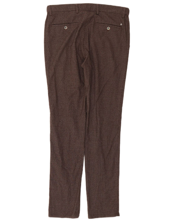 Мужские брюки-чиносы Massimo Dutti EU 42, большие W32 L32, коричневые с узором «гусиные лапки»