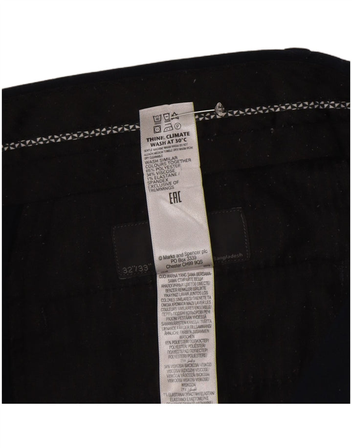 Мужские узкие брюки-чиносы Marks & Spencer W32 L33 темно-синие из полиэстера
