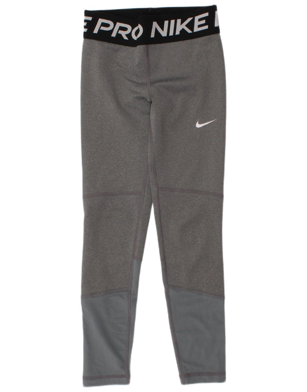 Леггинсы с рисунком Nike Dri Fit для девочек 6–7 лет XS, серый полиэстер с цветными блоками