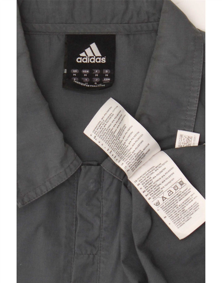 Мужская рубашка Adidas с коротким рукавом, средне-серая, полиэстер с цветными блоками