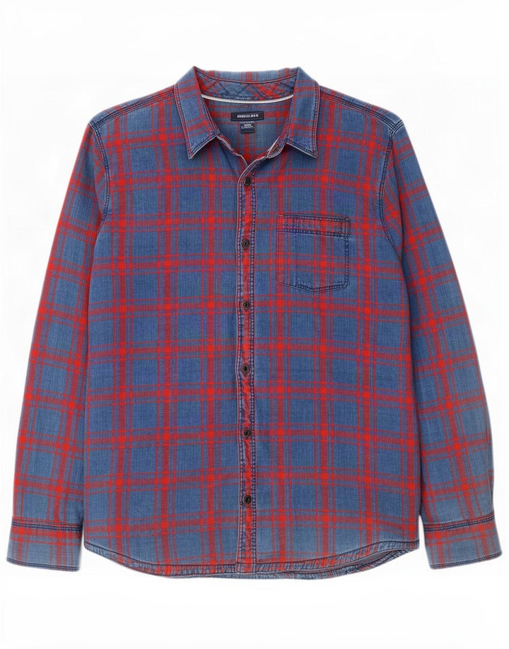 Мужская рубашка индиго Fat Face 2XL, синяя клетка, хлопок