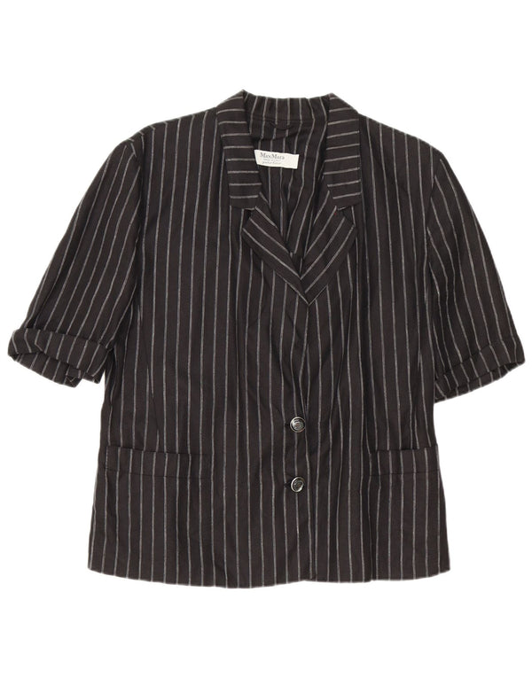 Женский пиджак на 2 пуговицах Max Mara UK 14, средний черный в тонкую полоску