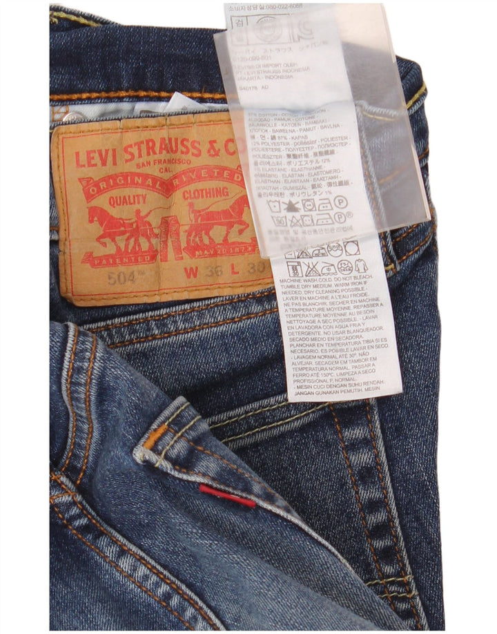 Мужские прямые джинсы Levi's 504 W36 L30 синие, хлопок