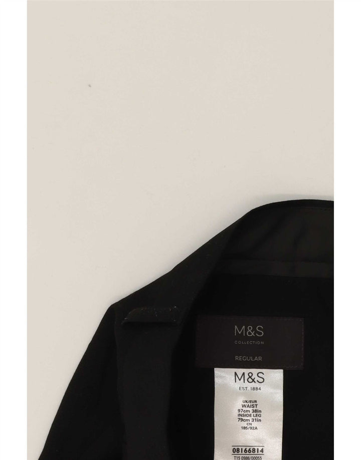 Мужские зауженные костюмные брюки Marks & Spencer W38 L31 черные классические из полиэстера