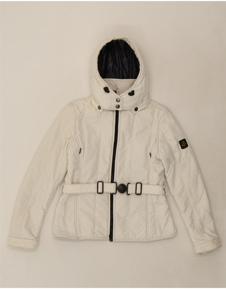 REFRIGIWEAR Girls Hooded Bomber Jacket 13-14 Years White Polyamide Vintage Refrigiwear and Second-Hand Refrigiwear from Messina Hembry 