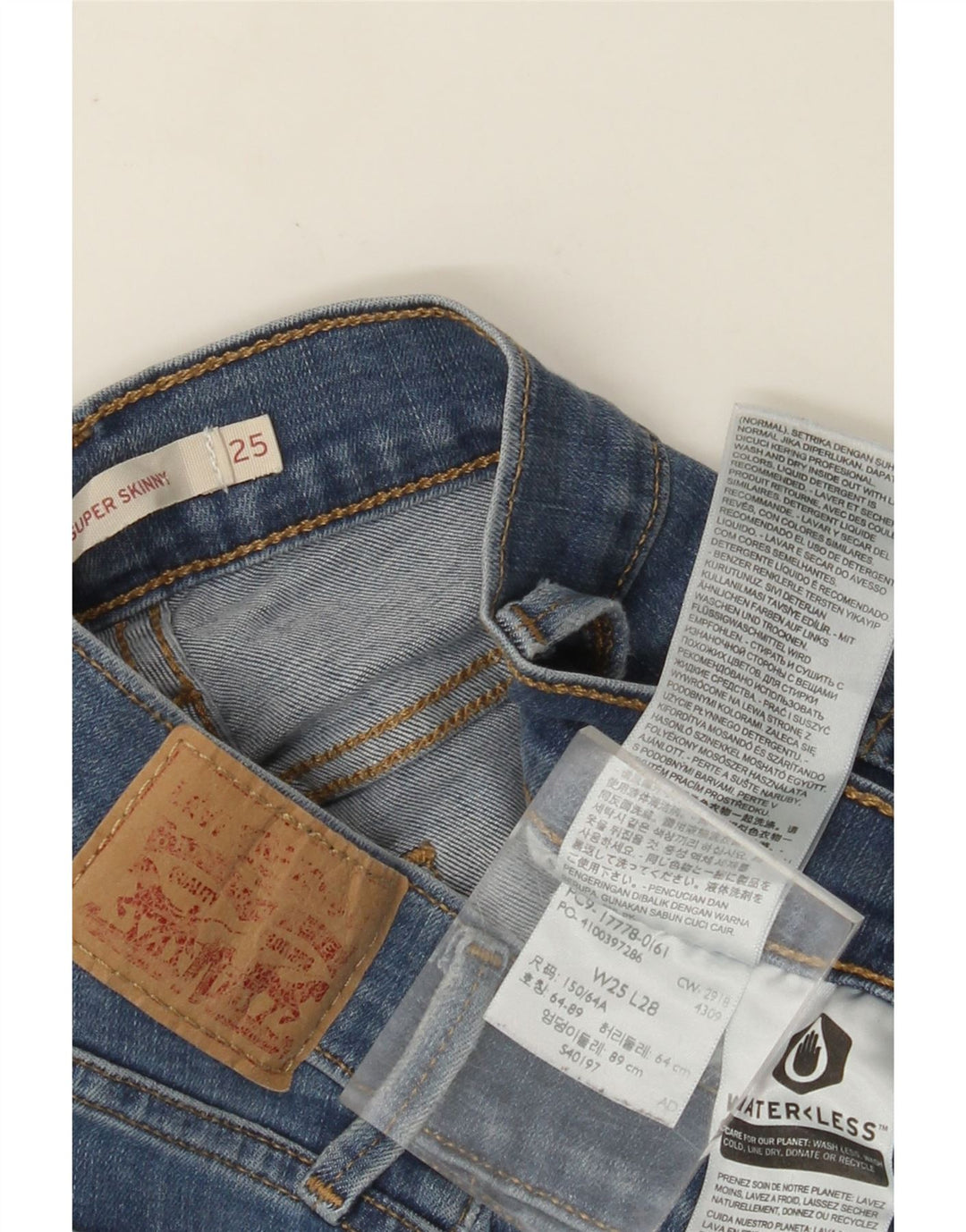 Женские джинсы LEVI'S 710 Super Skinny W25 L28 Синие, хлопок