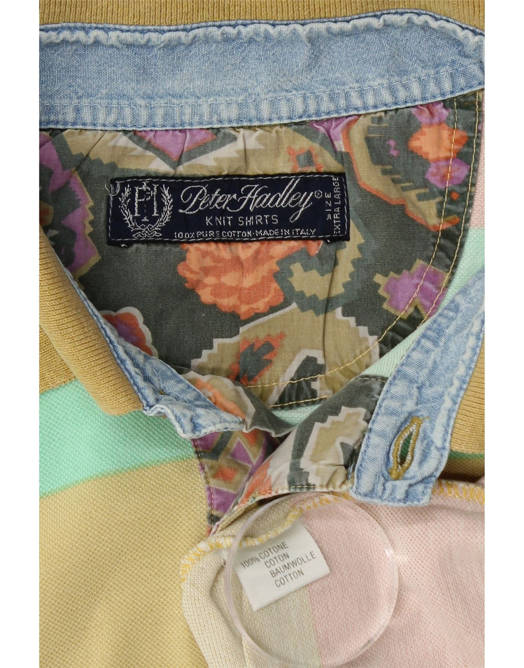 Мужская рубашка-поло PETER HADLEY XL, хлопок в разноцветную полоску