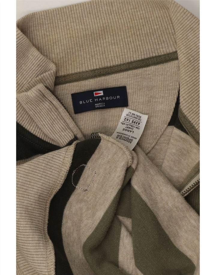 Мужской джемпер с воротником на молнии Marks & Spencer Blue Harbour, большой хаки