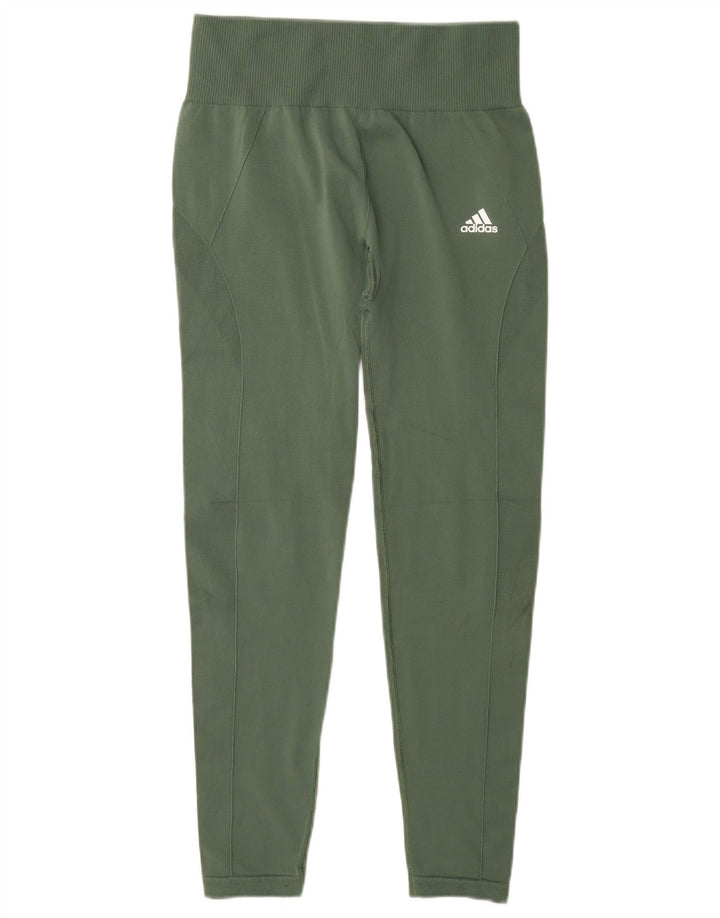Женские леггинсы Adidas UK 8/10, маленький зеленый полиэстер