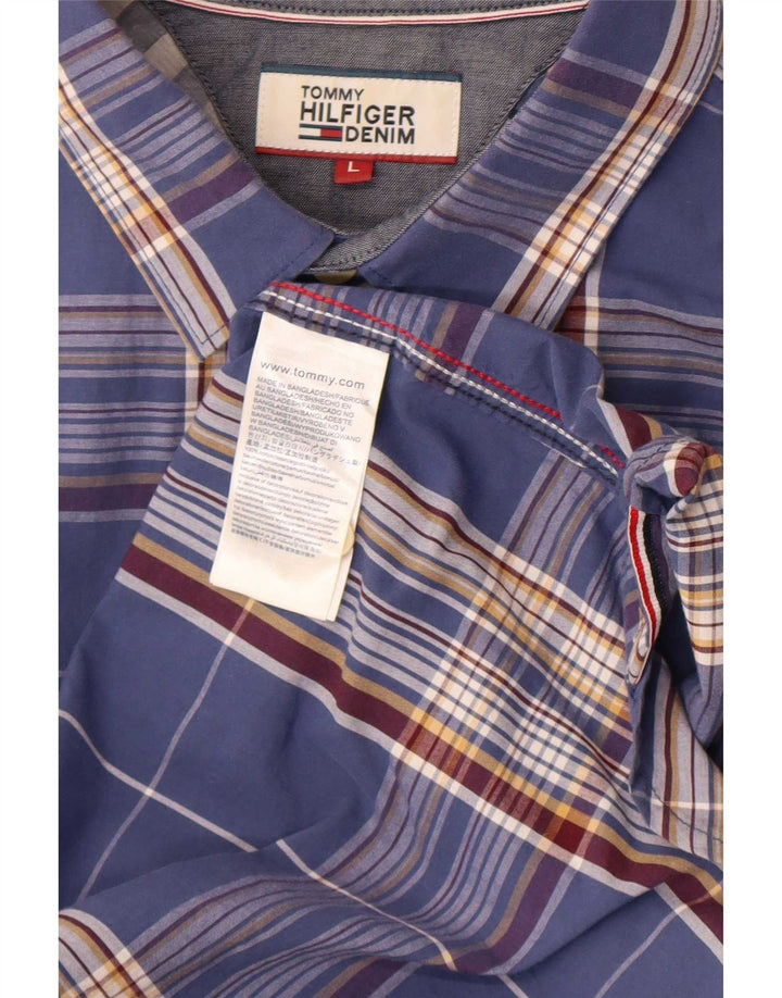 Мужская рубашка стандартного кроя Tommy Hilfiger, большая синяя клетка в клетку, хлопковая