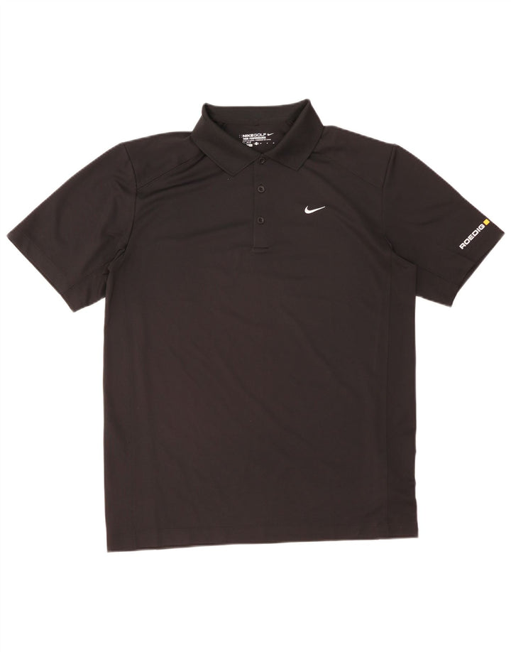 Мужская рубашка поло с графическим рисунком Nike Dri Fit, средний черный полиэстер