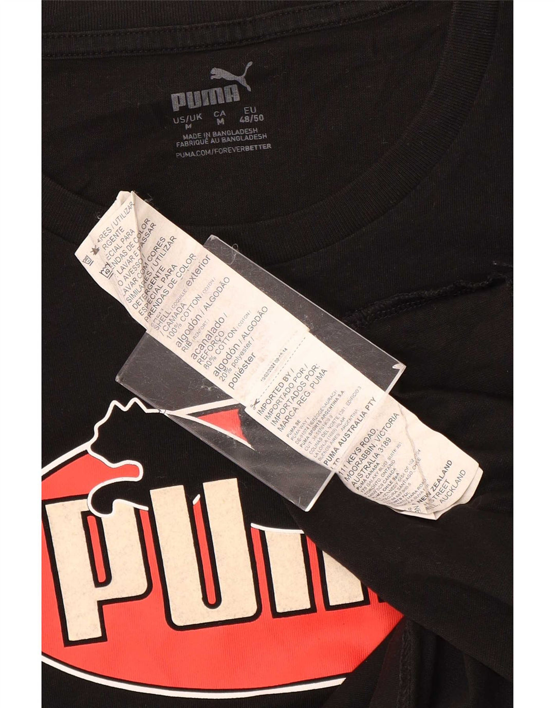 Мужская футболка с рисунком Puma, черный хлопок, средний размер