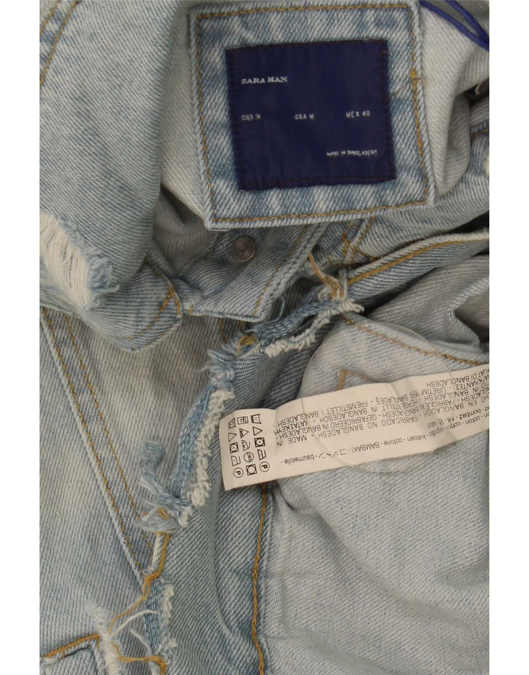 Мужской джинсовый жилет Zara UK 38, средний синий хлопок