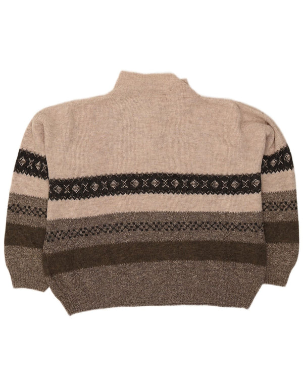 Южный мужской свитер с воротником на молнии, 2XL, бежевый, акриловый, Fair Isle