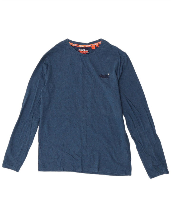 Мужской топ Superdry с длинным рукавом, средний темно-синий, хлопок