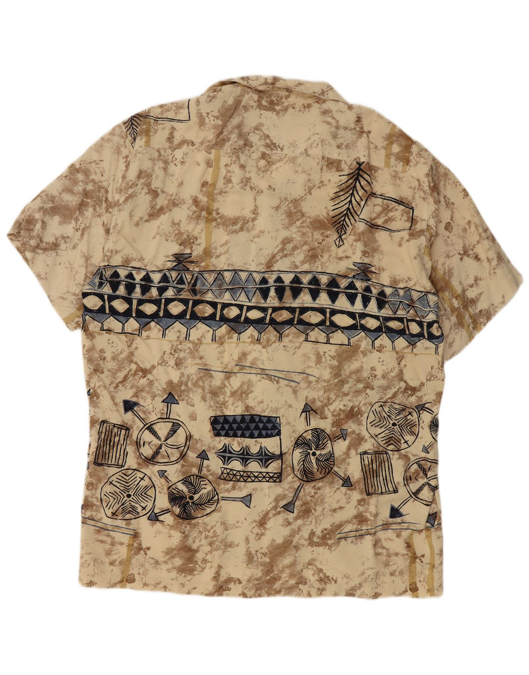 Мужская рубашка с коротким рукавом TIPO' S, большая, бежевая, вискоза с геометрическим рисунком
