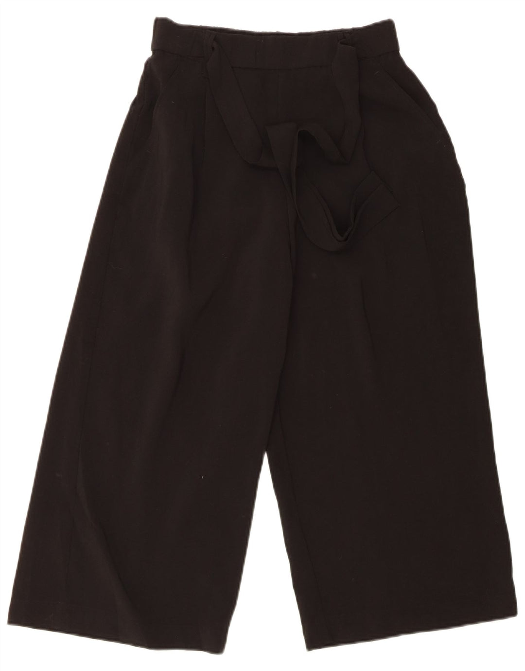 ZARA Womens Wide Leg Cropped Trousers Small W26 L23  Black Polyester
