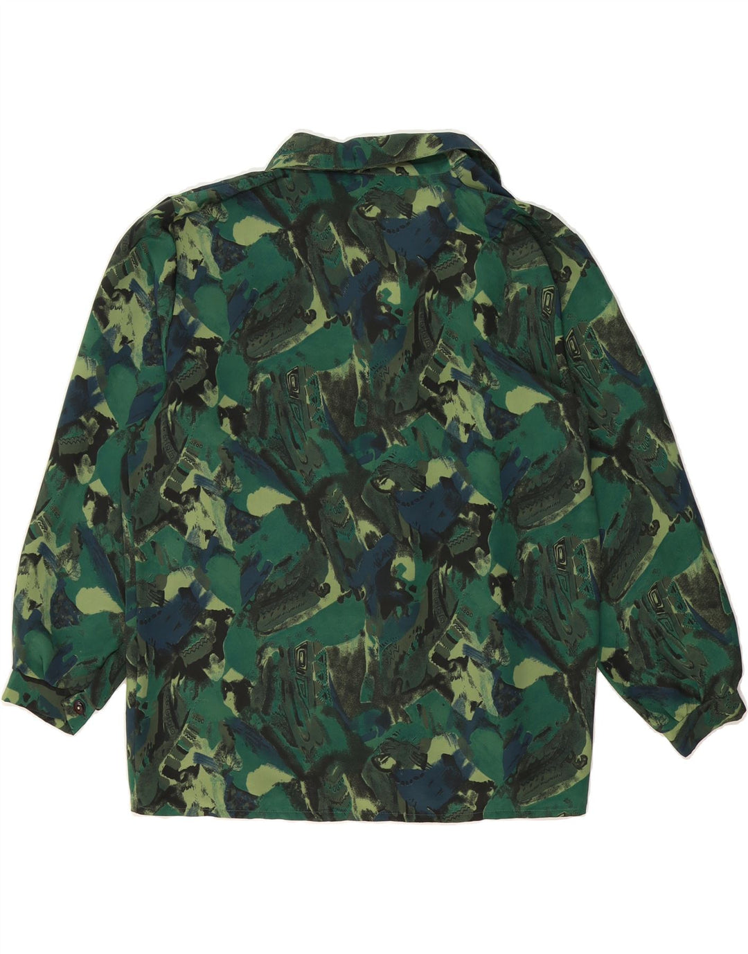 VINTAGE Womens Abstract Pattern Shirt Blouse IT 54 3XL Green Vintage Vintage and Second-Hand Vintage from Messina Hembry 