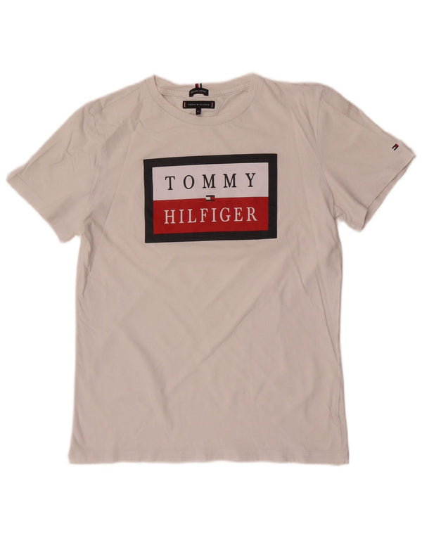 Футболка с рисунком Tommy Hilfiger для мальчиков, топ 15–16 лет, белый хлопок